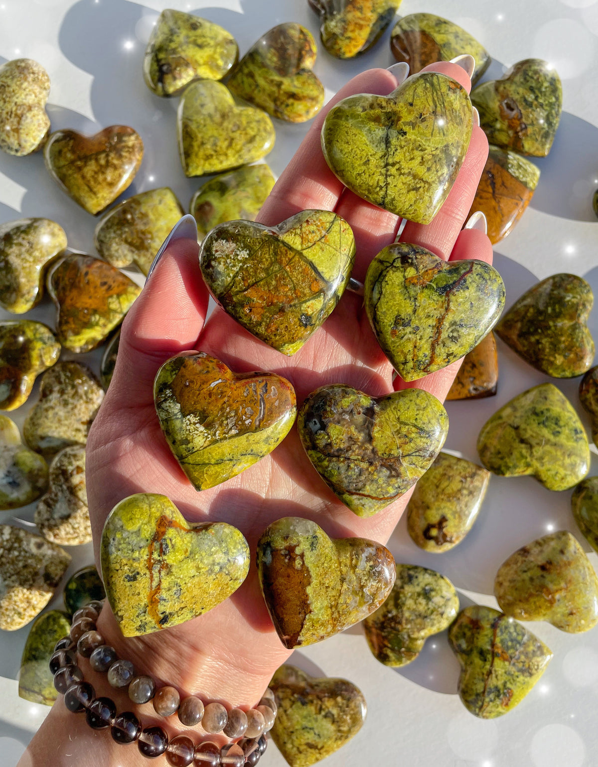 Green Opal Hearts