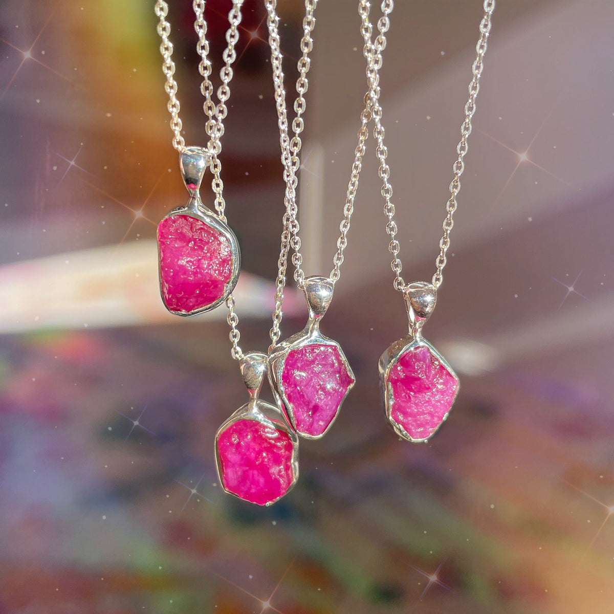Ruby Crystal Pendant Necklace