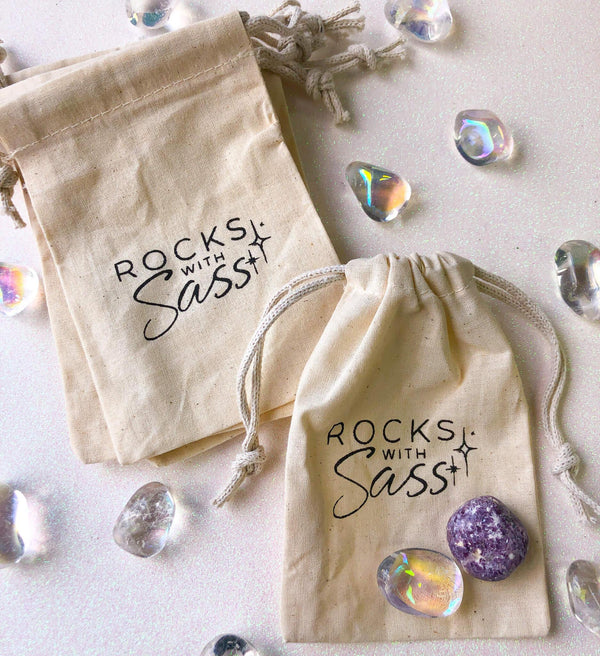 Cotton Drawstring Bag Rocks with Sass