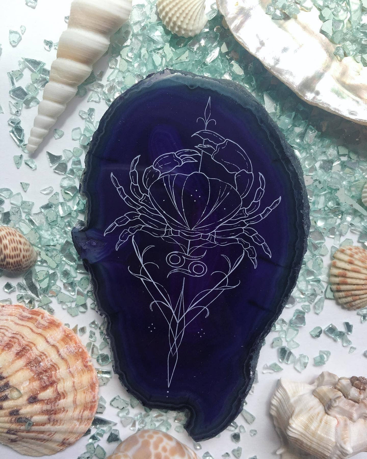 Cancer Zodiac Symbol Agate Slice