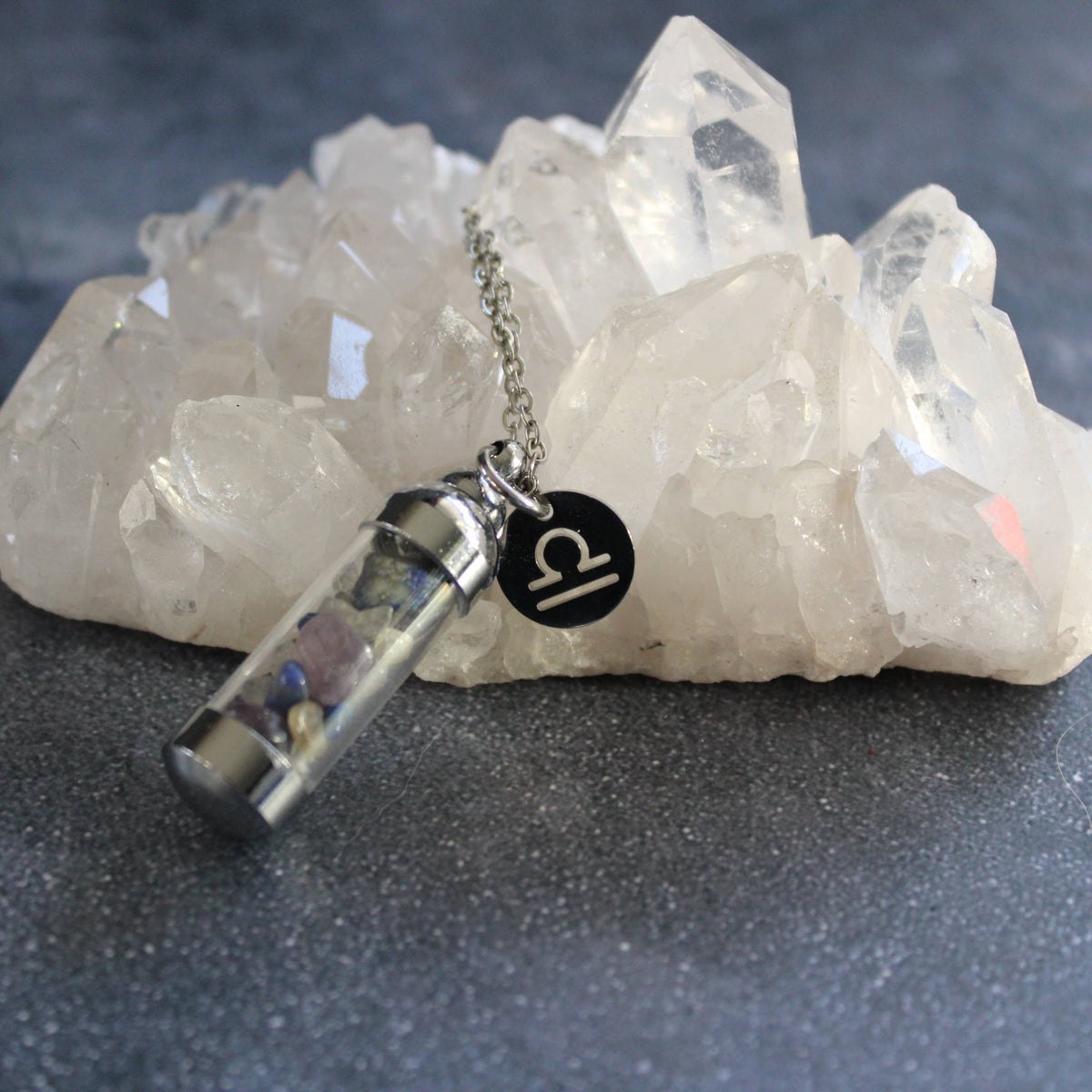 Libra Crystal Vial Necklace