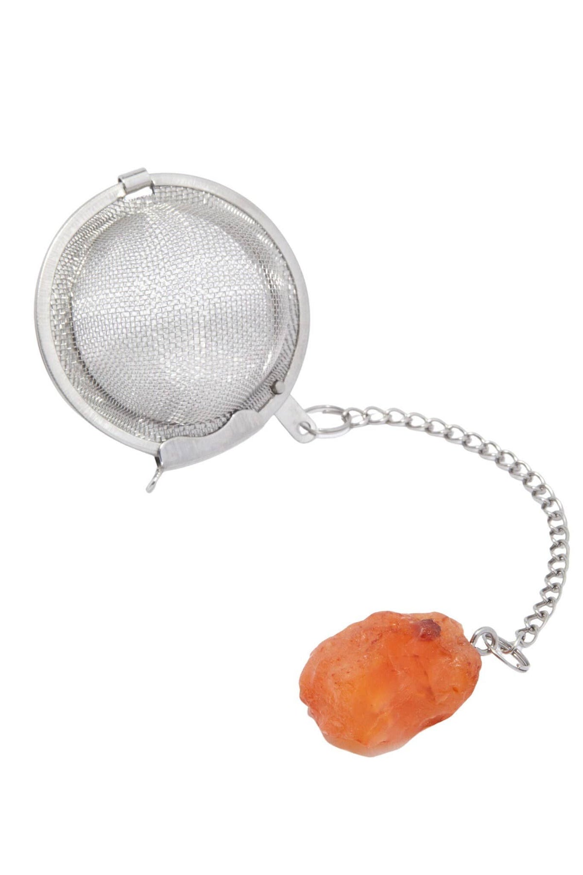 Crystal Tea Ball Infuser/Strainer - Raw Carnelian