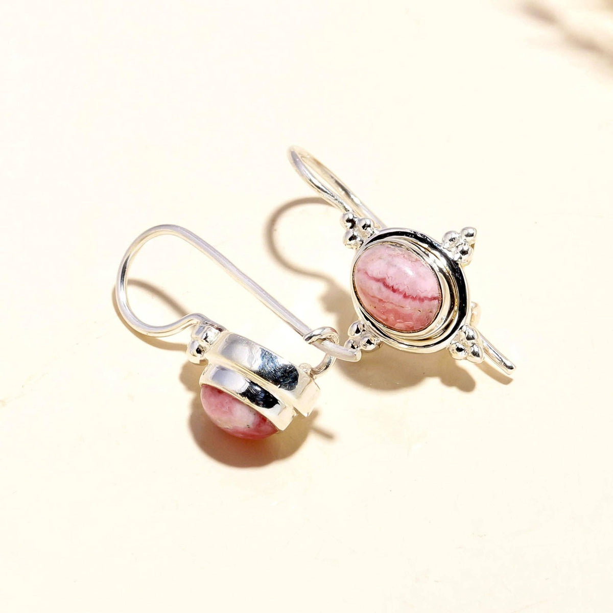 Rhodochrosite Hook Earring