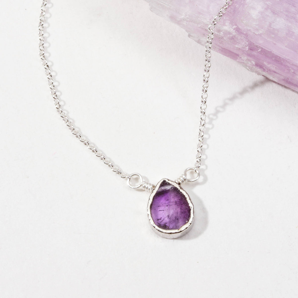 Amethyst Silver Delicate Gemstone Necklace