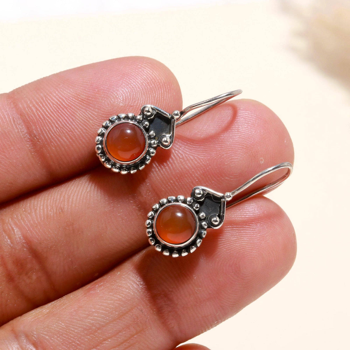 Carnelian Hook Earrings