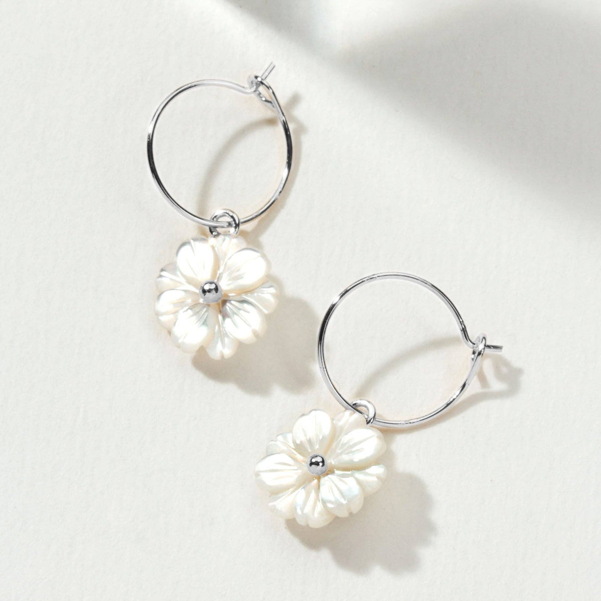 Mother of Pearl Blooming Hoop Earring