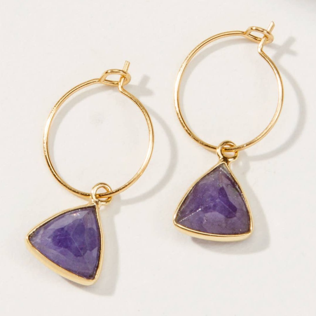 Tanzanite Bermuda Triangle Mini Hoop Earrings