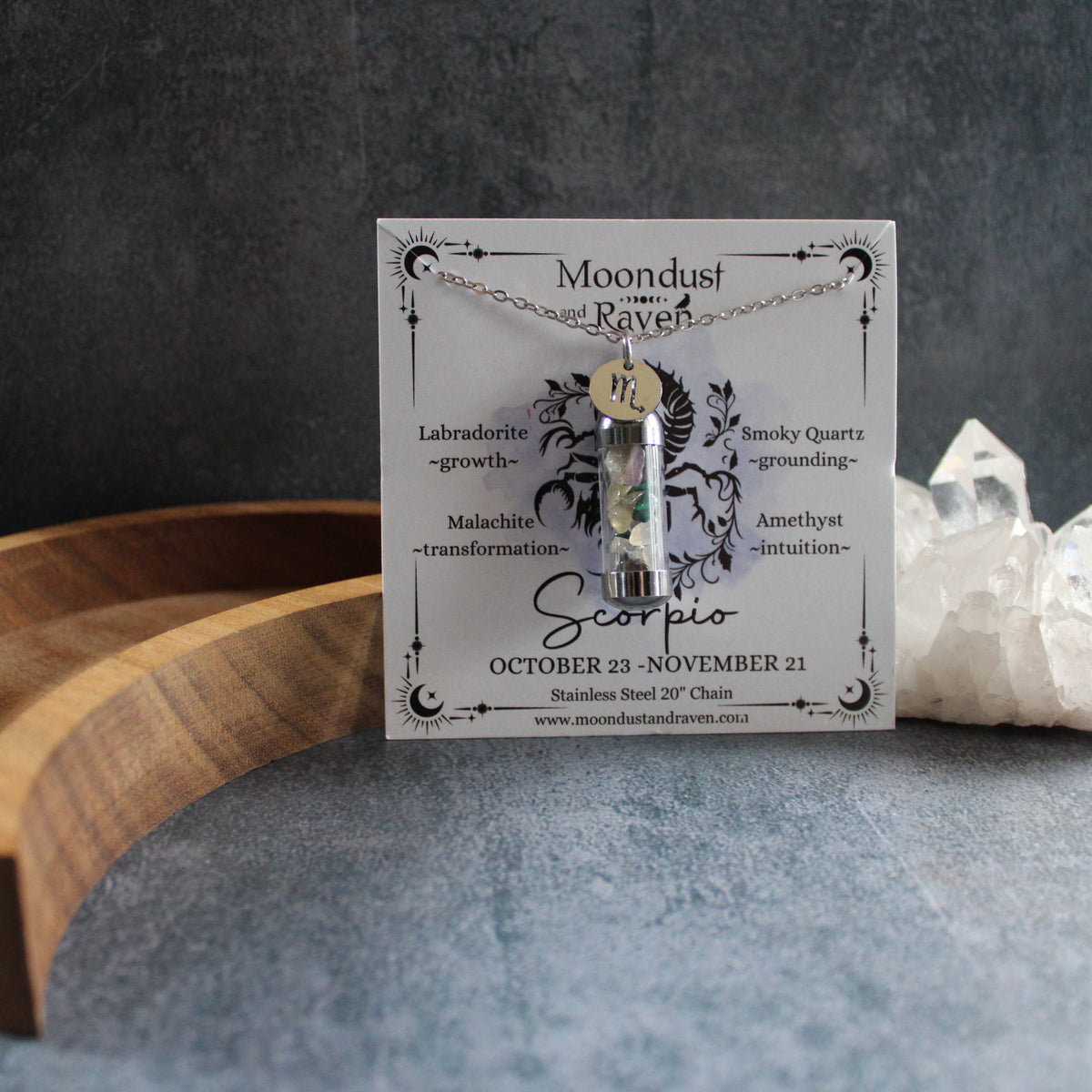 Scorpio Crystal Vial Necklace