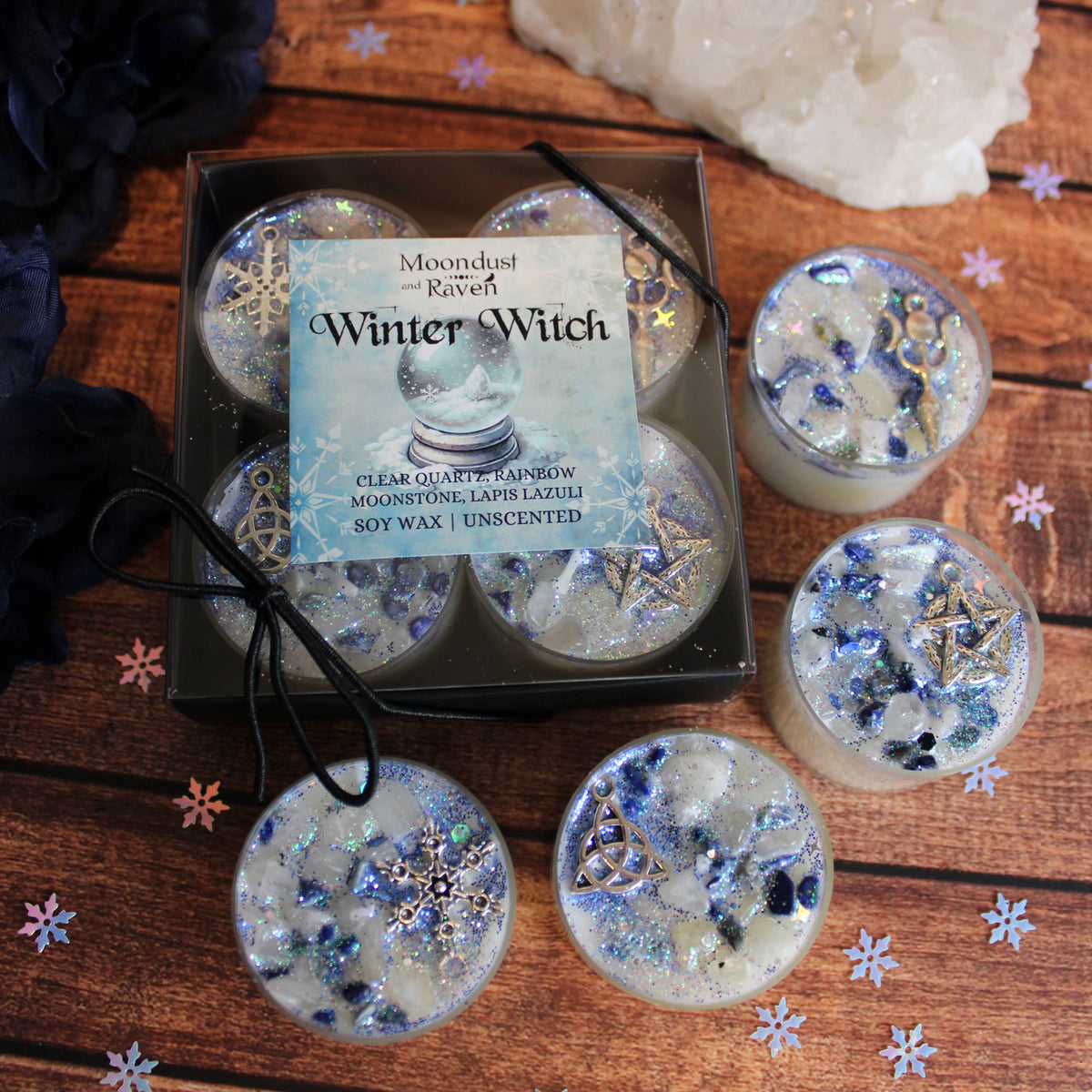 Winter Witch Tealight Crystal Candles