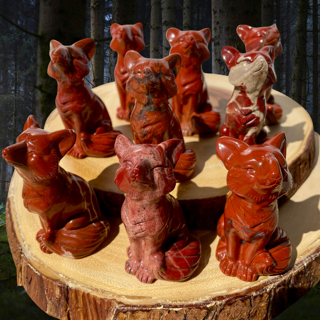 Red Jasper Fox Carvings