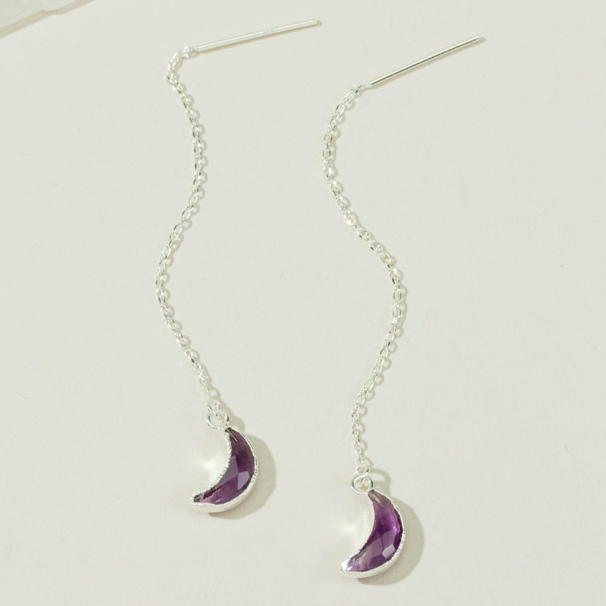Amethyst Sterling Silver Eclipse Threader Earrings
