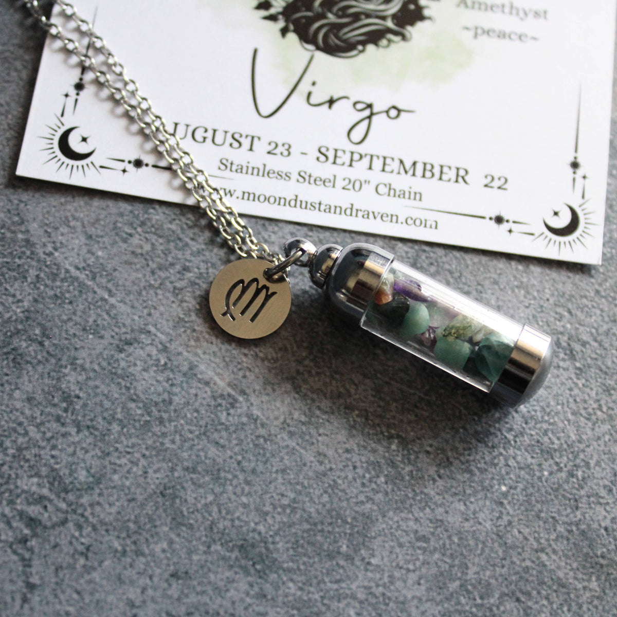 Virgo Crystal Vial Necklace