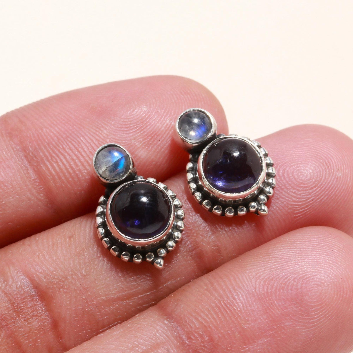 Amethyst &amp; Labradorite Stud Earrings