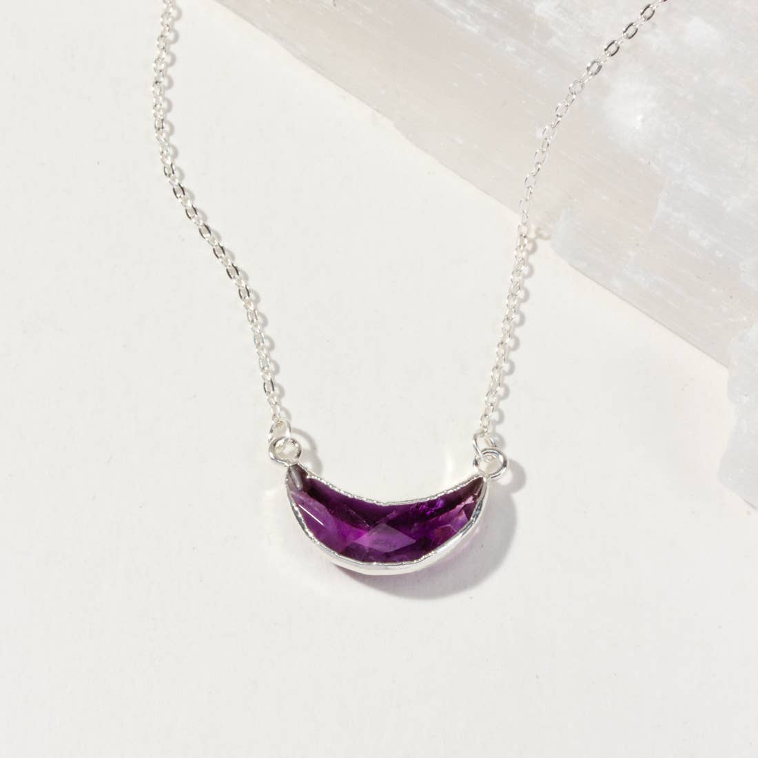 Amethyst Sterling Silver Eclipse Necklace