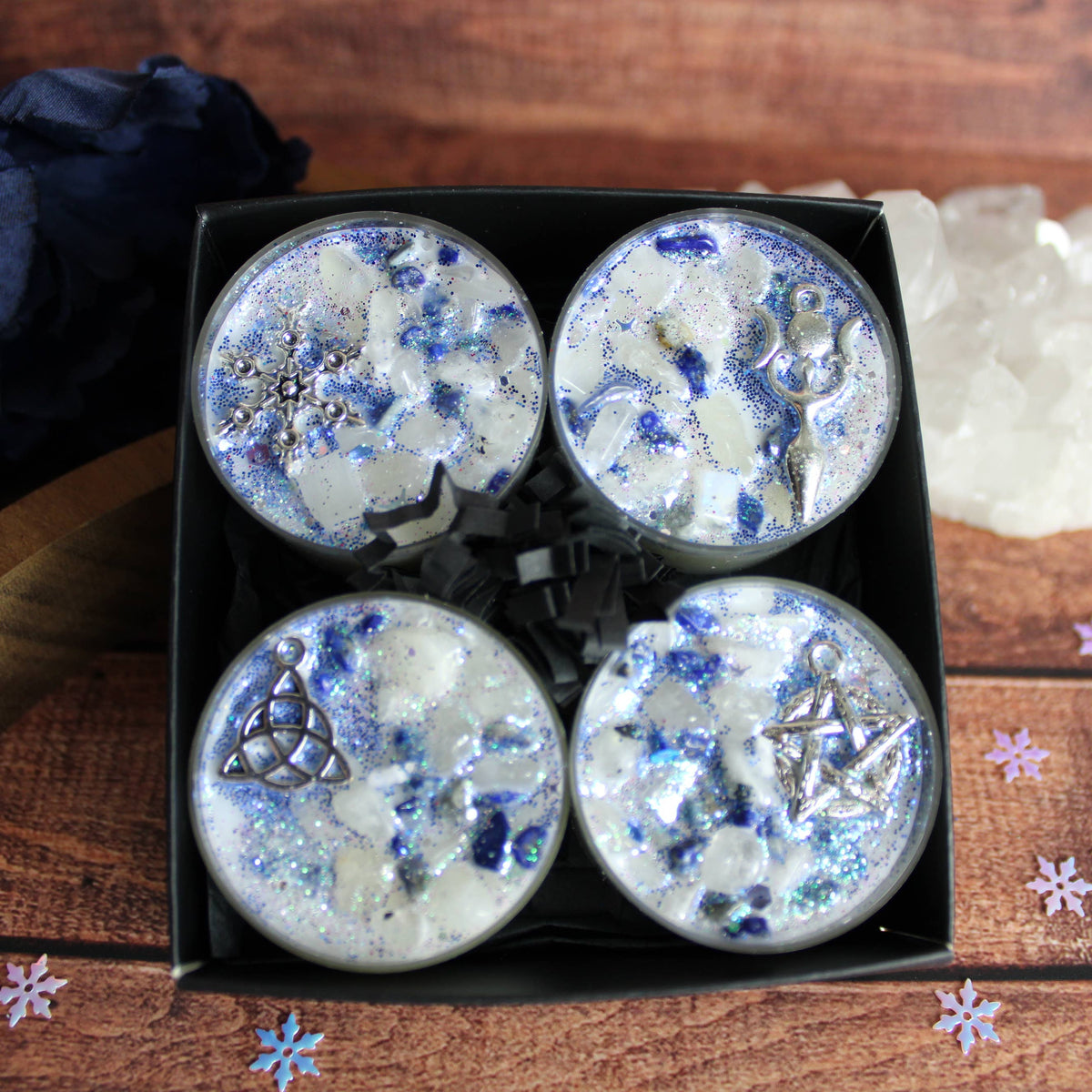Winter Witch Tealight Crystal Candles