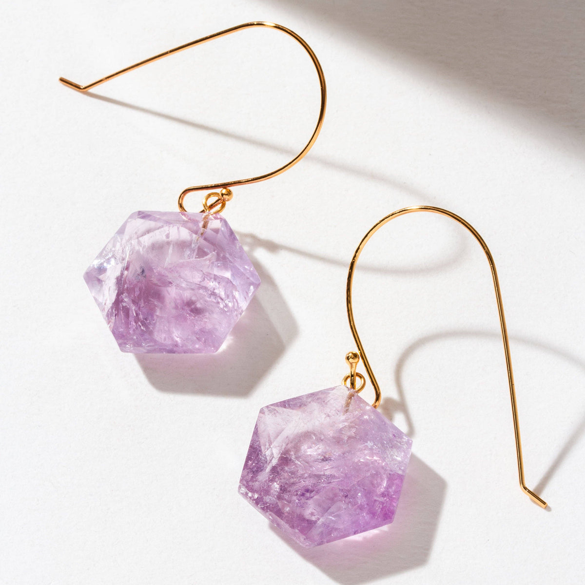 Amethyst Impact Elongated Ear Wire Earring