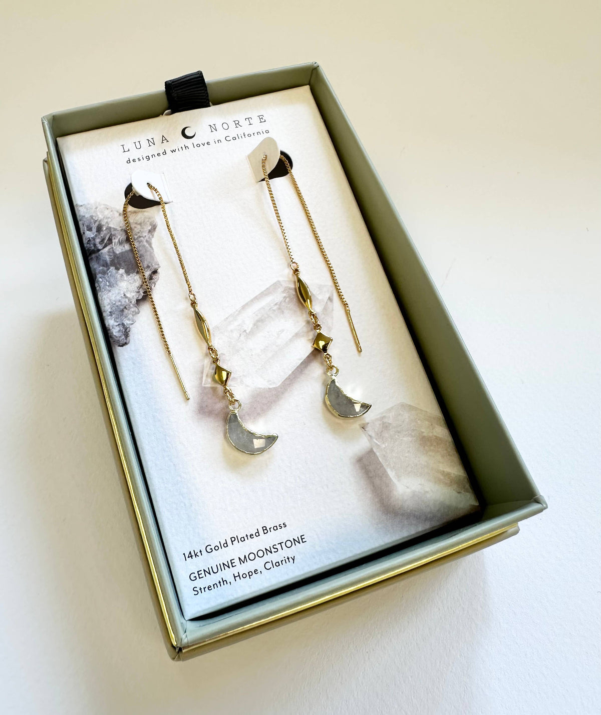 Rainbow Moonstone Dolce Luna Threader Earring