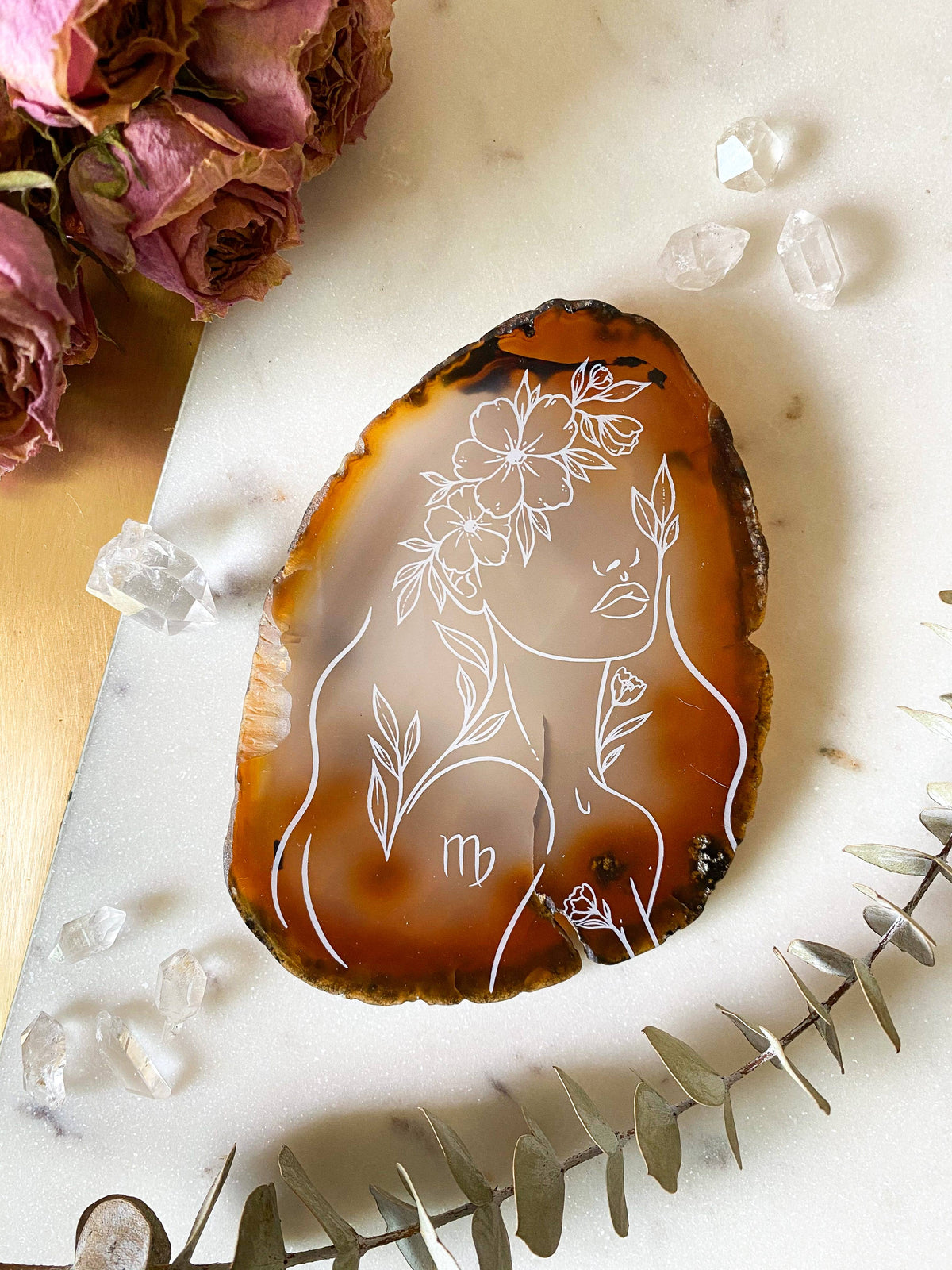 Virgo Zodiac Symbol Agate Slice