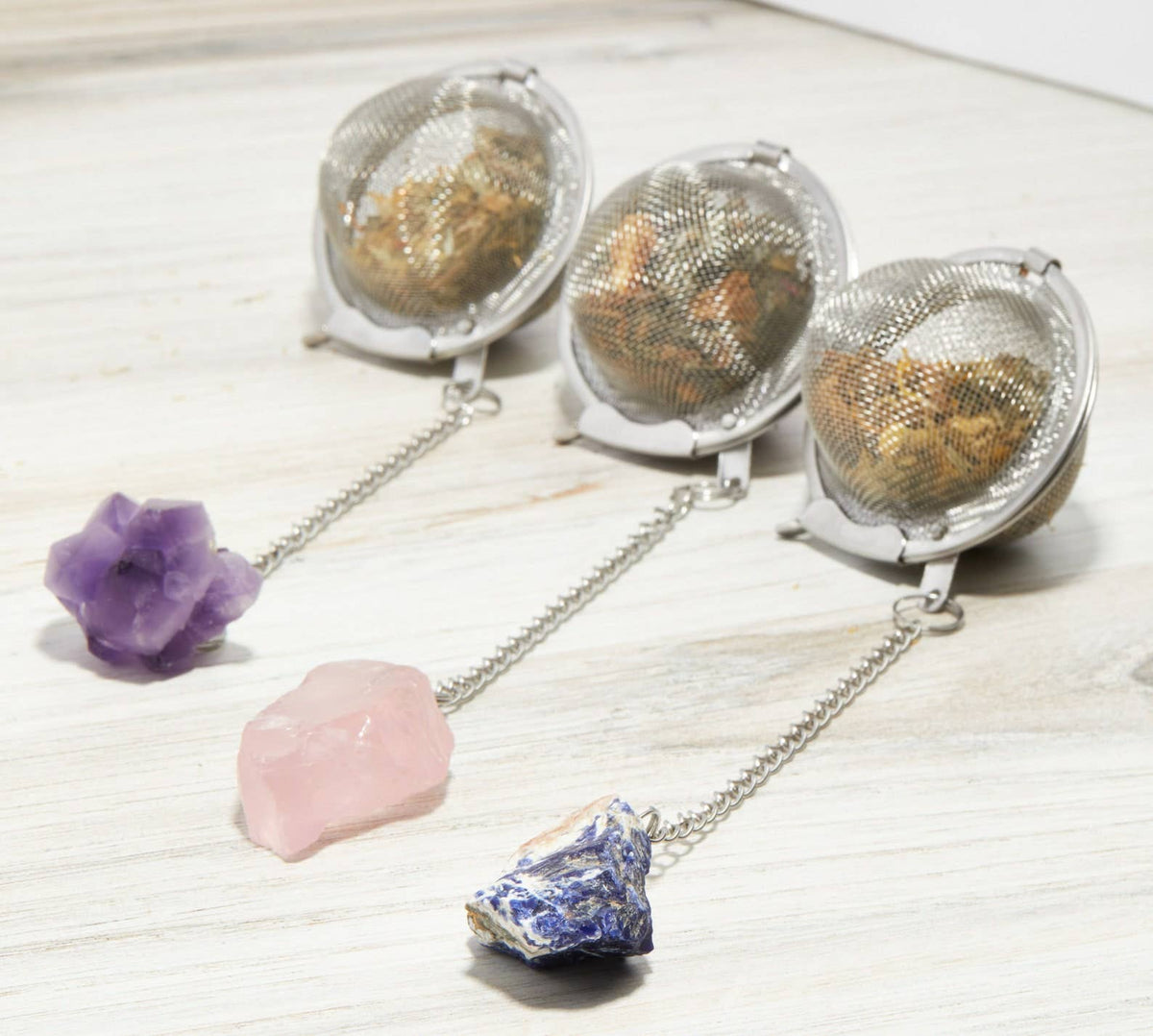 Crystal Tea Ball Infuser/Strainer - Clear Quartz Moon