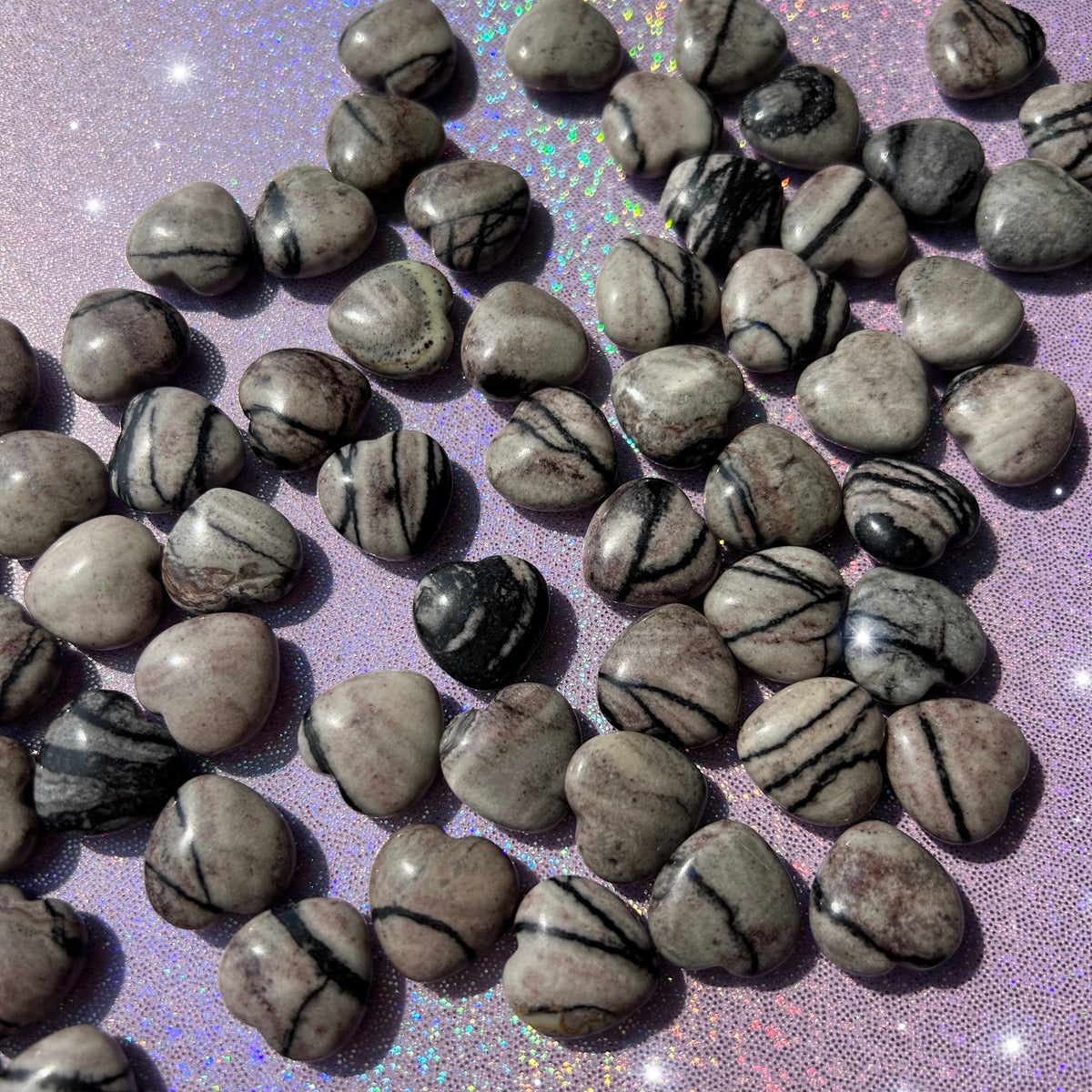 Spiderweb Jasper Hearts - Mini