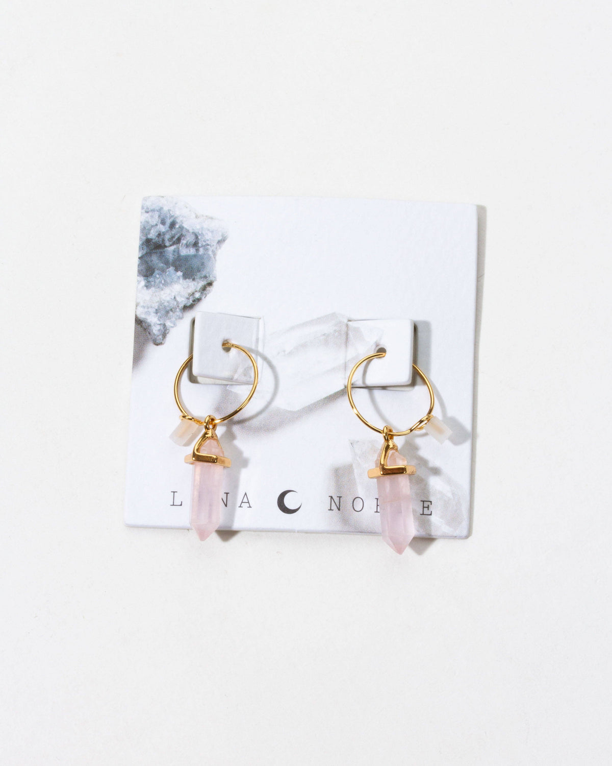 Rose Quartz Prism Mini Hoop Earrings