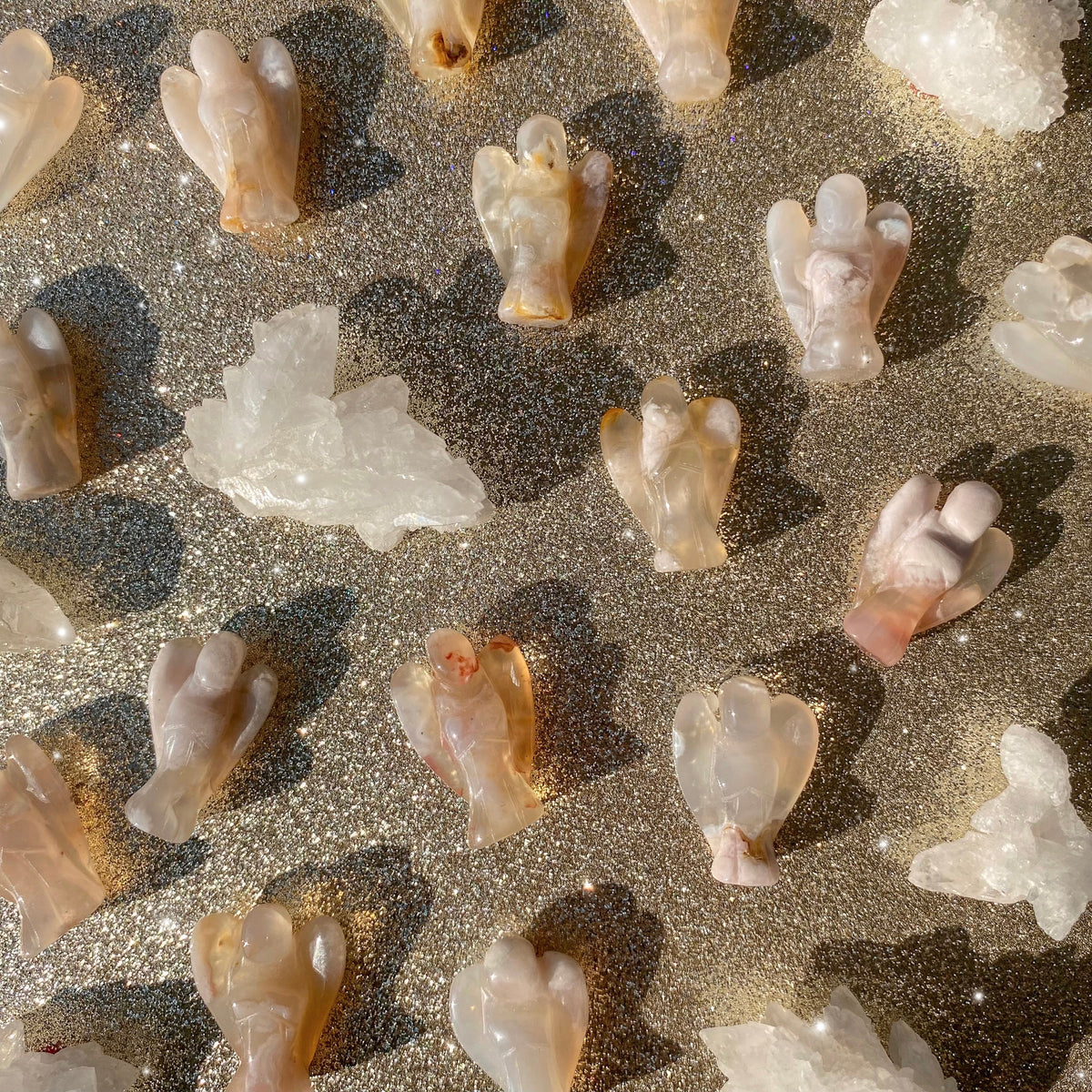 Flower Agate Angel Carving - Mini