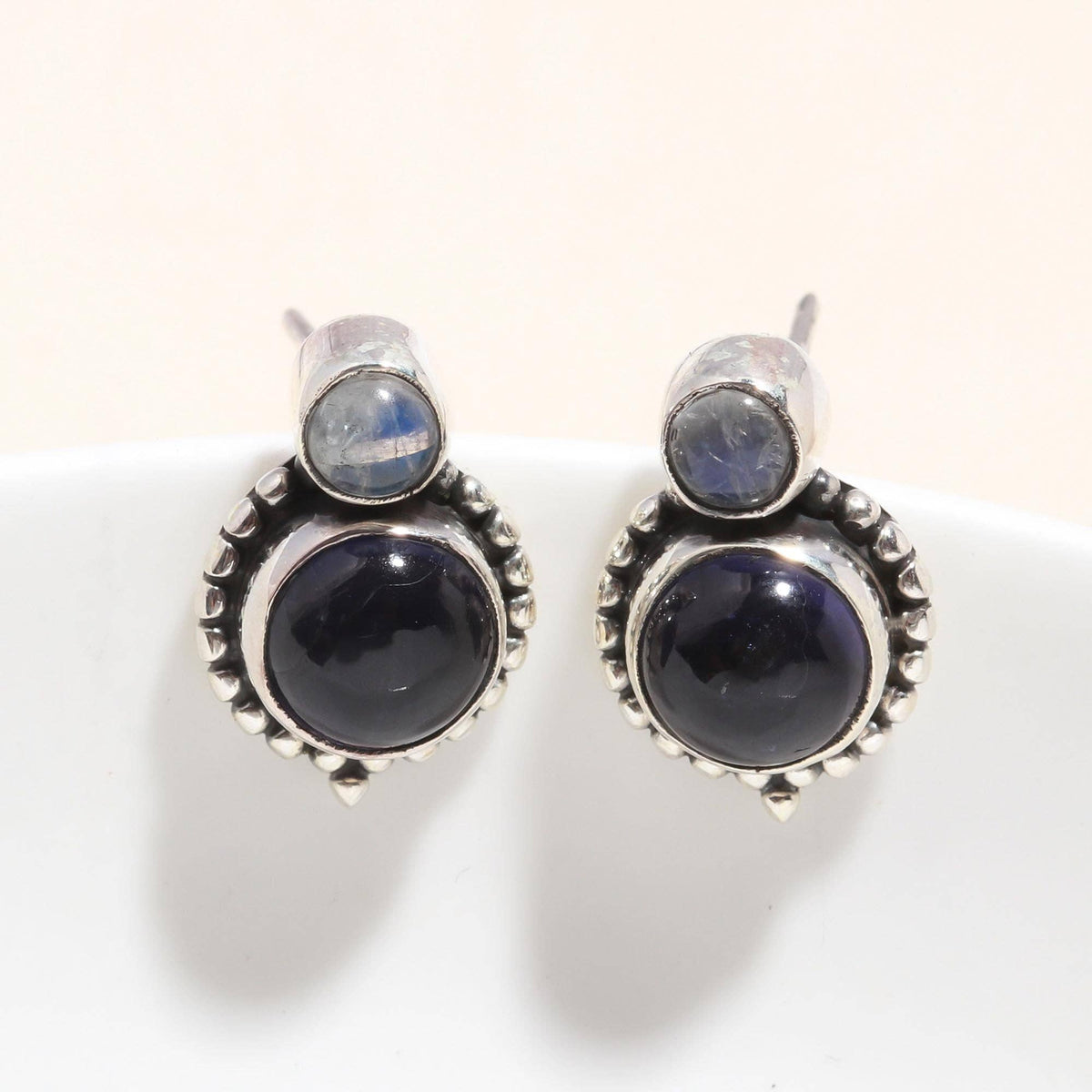 Amethyst &amp; Labradorite Stud Earrings