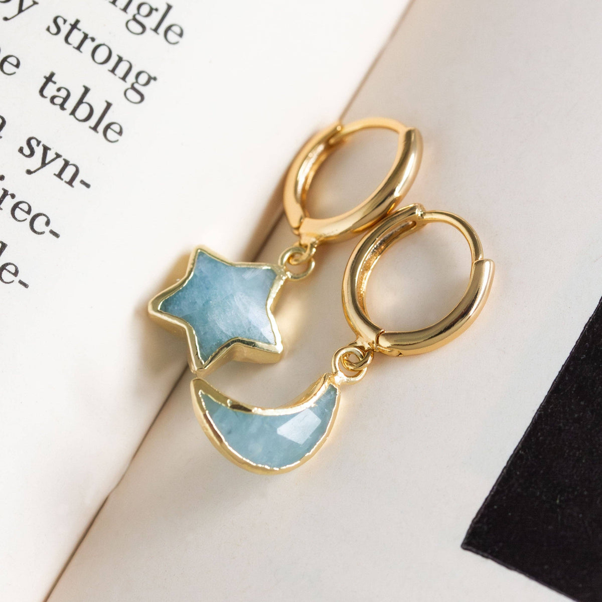 Aquamarine Sky Gazing Mismatched Hoop Earrings