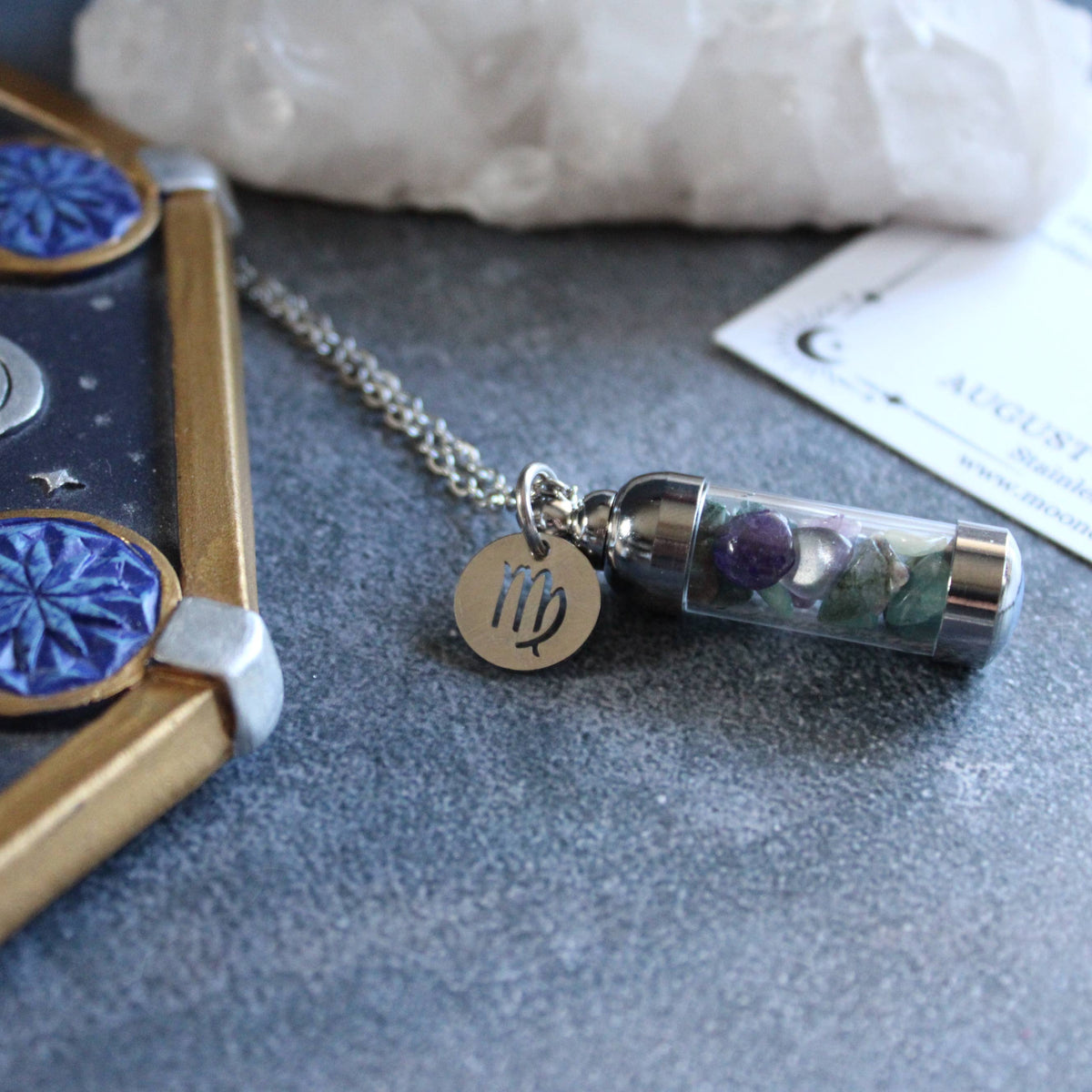 Virgo Crystal Vial Necklace