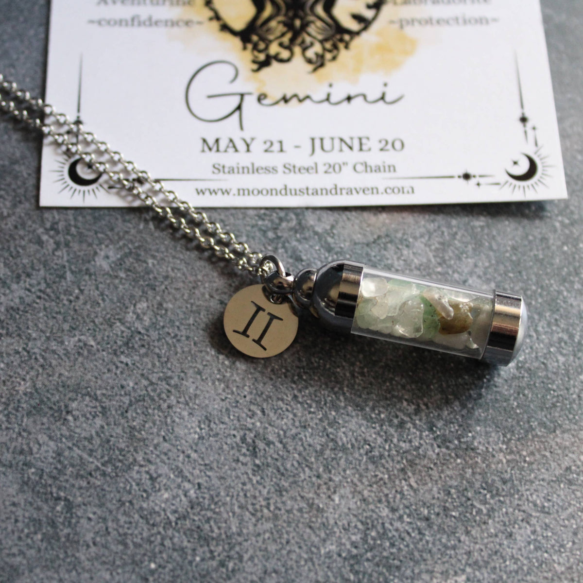Gemini Crystal Vial Necklace