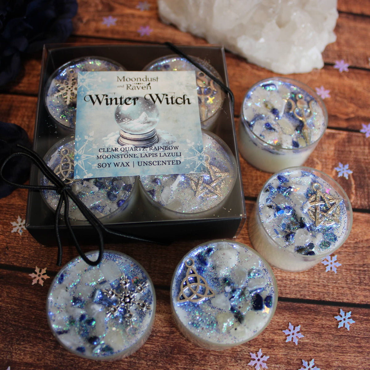 Winter Witch Tealight Crystal Candles