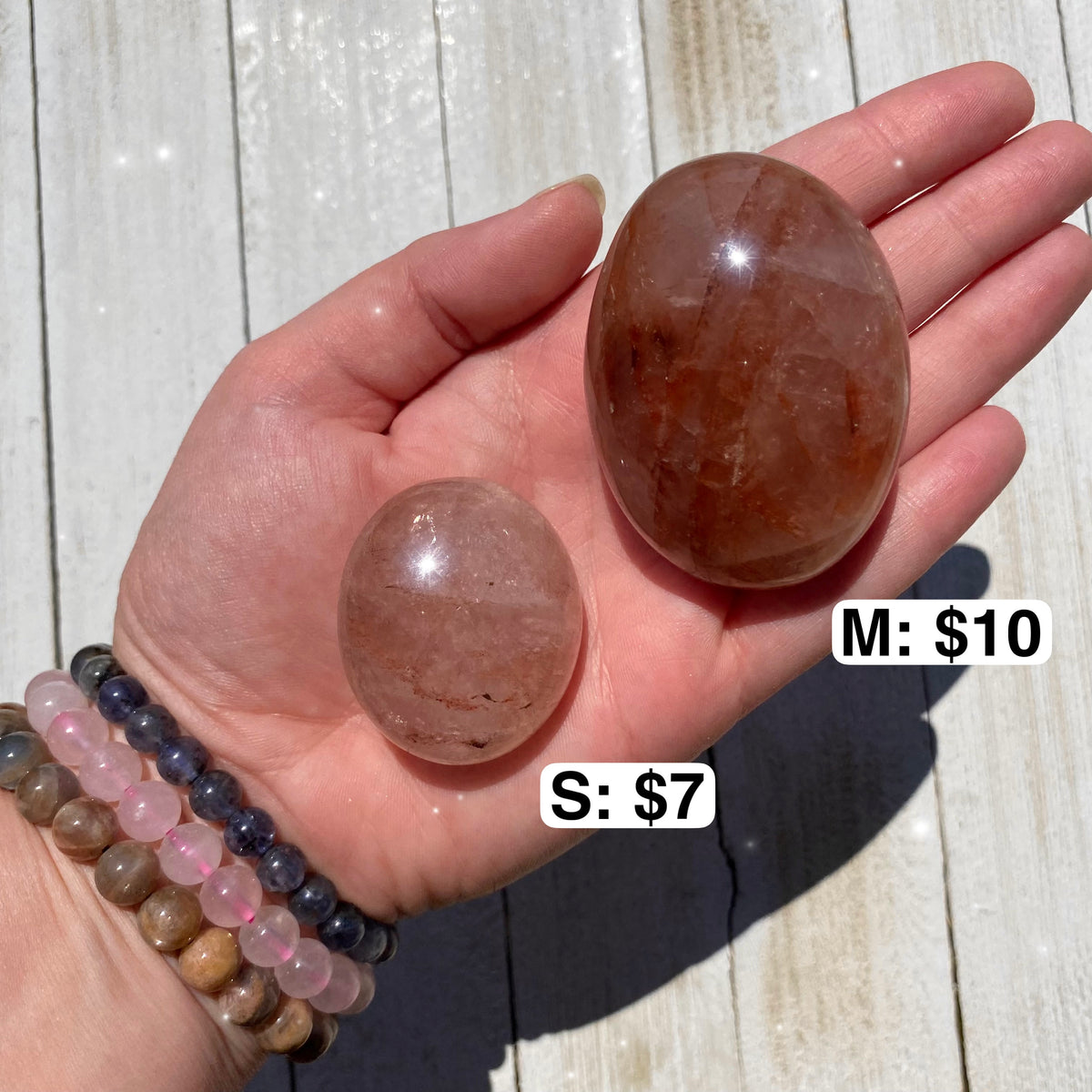 Hematoid Quartz Palm Stones