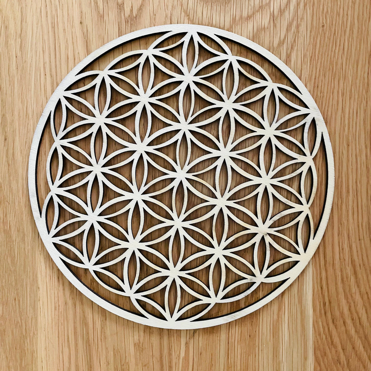 Flower of Life Wood Crystal Grid