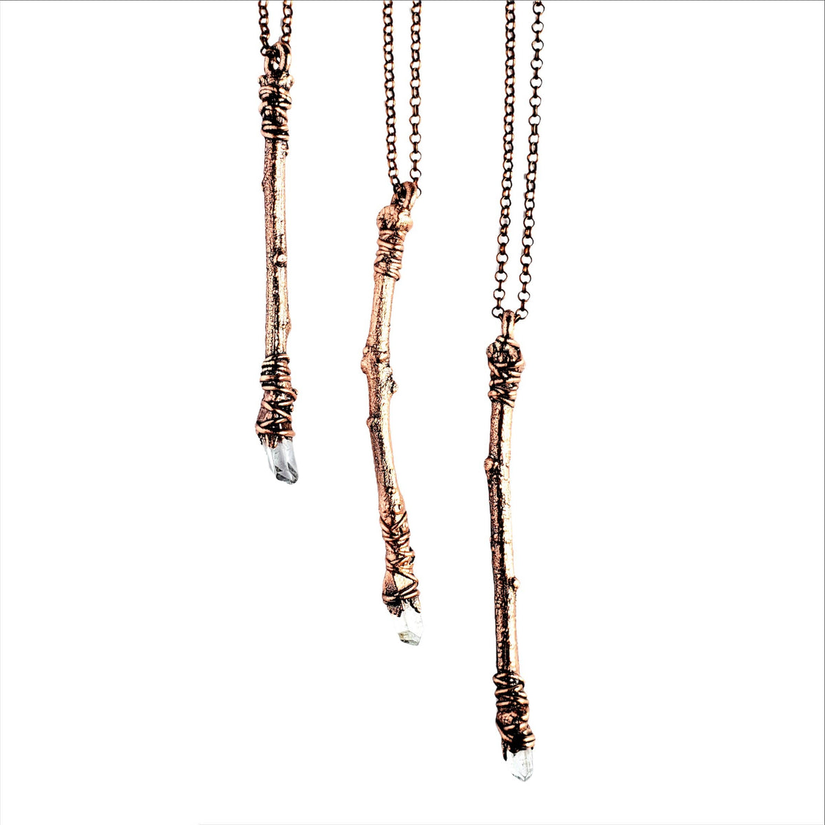 Clear Quartz Sticks &amp; Stones Wand Necklace