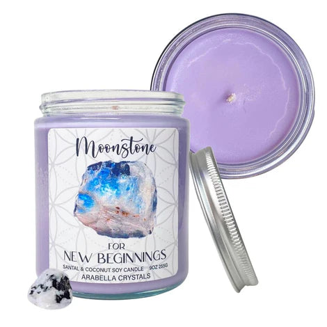 Moonstone Crystal Candle