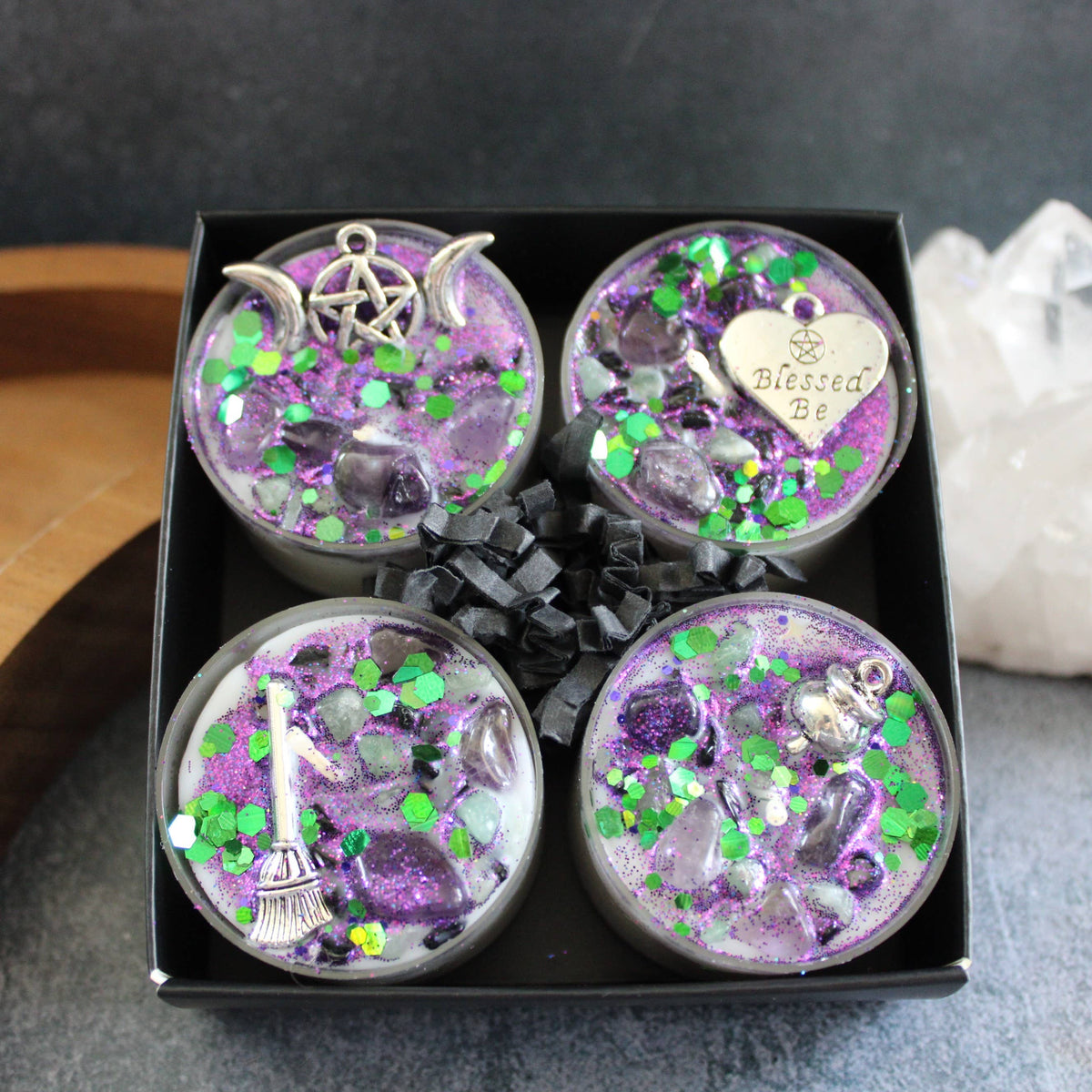 Witchy Woman Tealight Crystal Candles