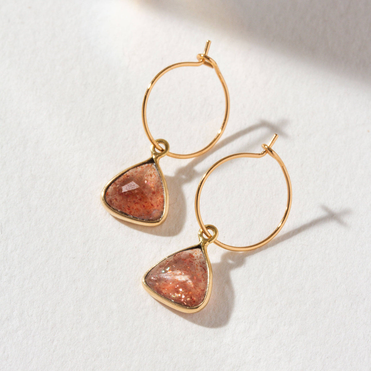 Sunstone Triangle Mini Hoop Earrings