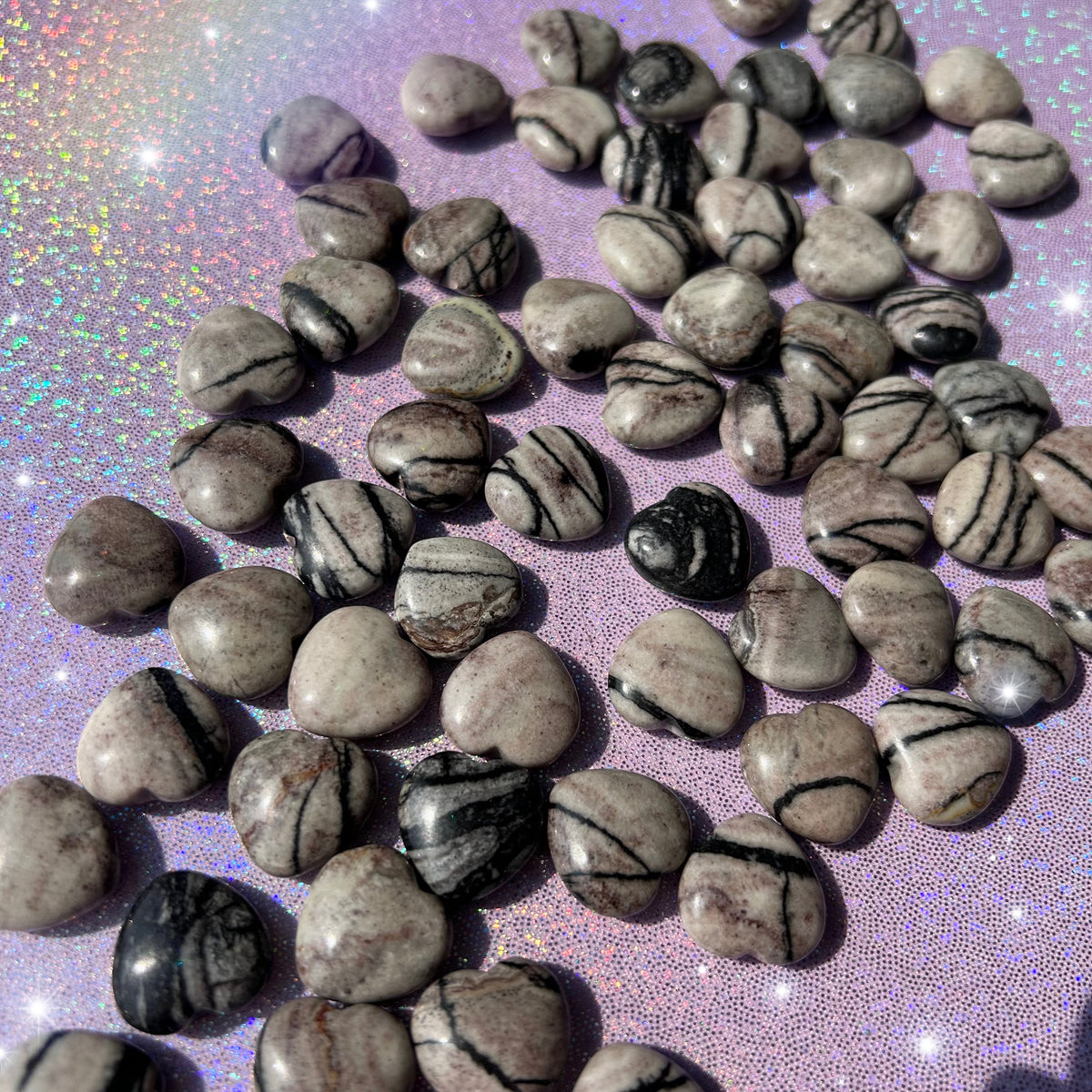 Spiderweb Jasper Hearts - Mini