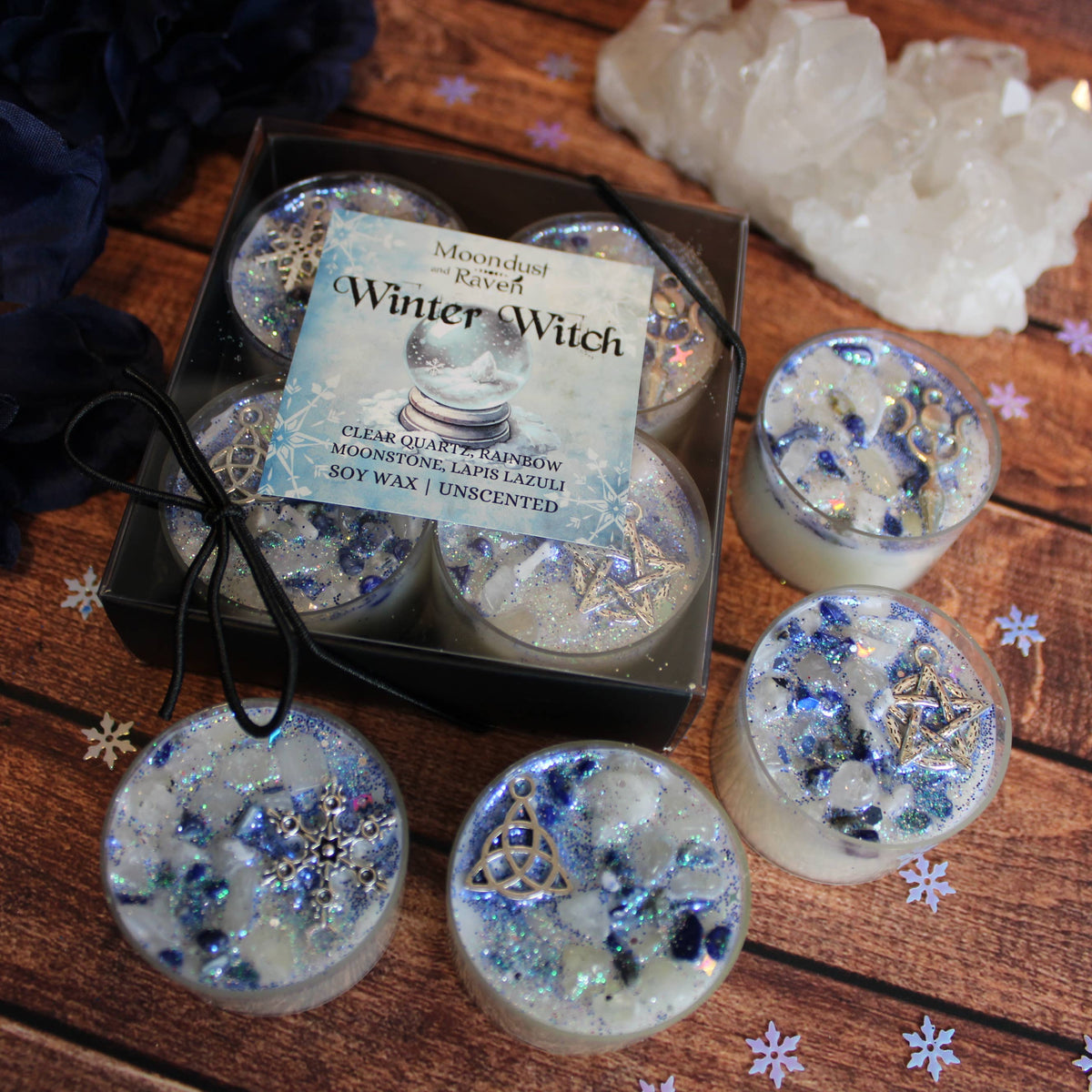 Winter Witch Tealight Crystal Candles