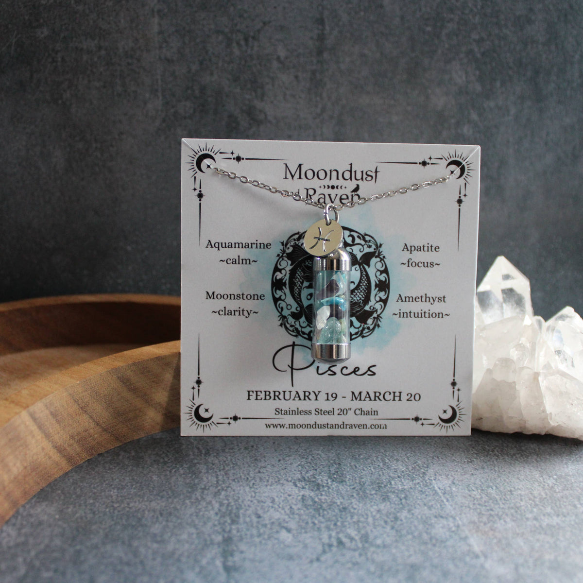 Pisces Crystal Vial Necklace
