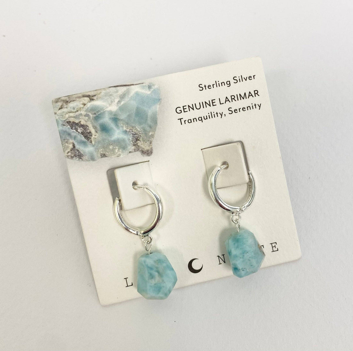 Larimar Sterling Silver Tropical Tide Huggie Hoop Earrings
