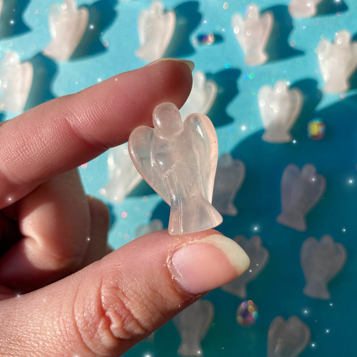 Rose Quartz Angel Carvings - Mini