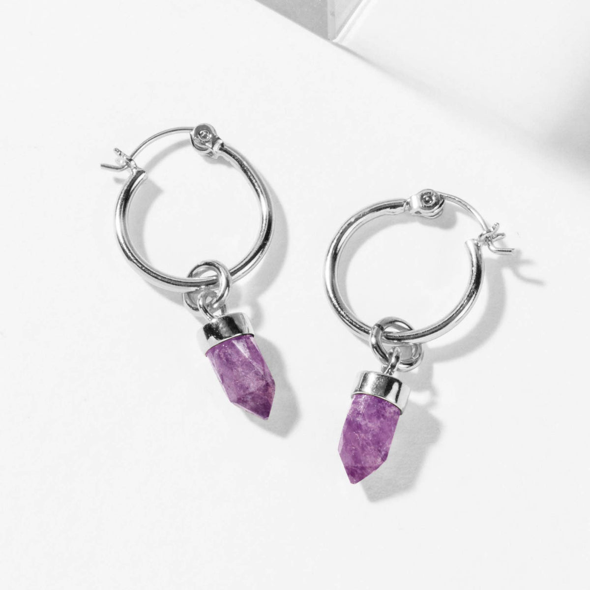 Amethyst On Point Mini Hoop Earrings