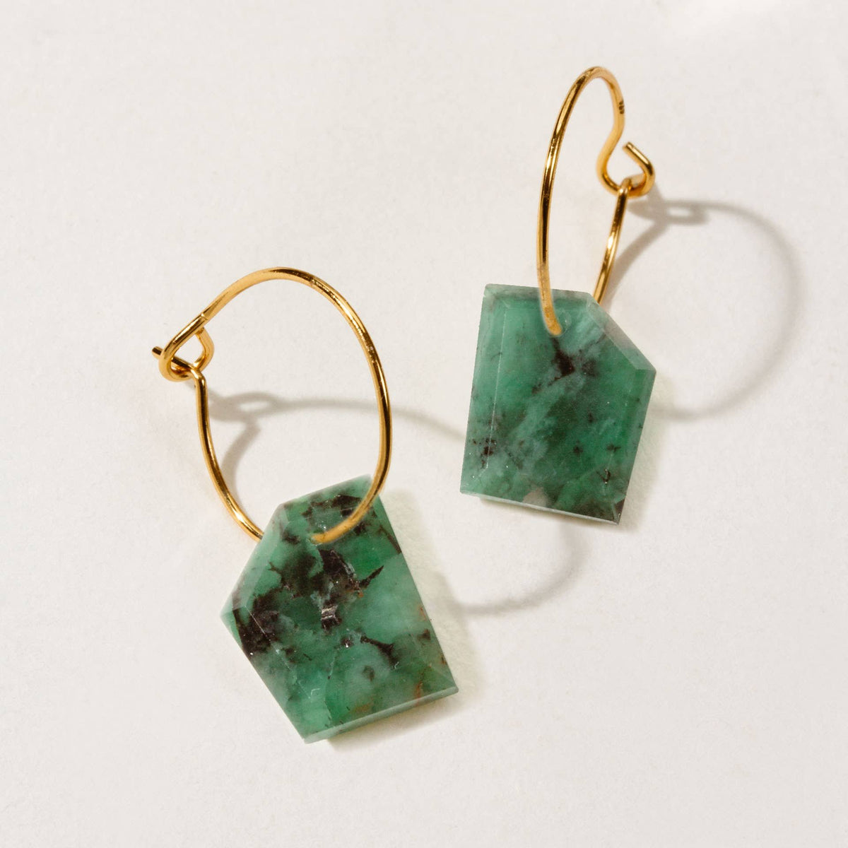 Emerald Geometric Mini Hoop Earrings