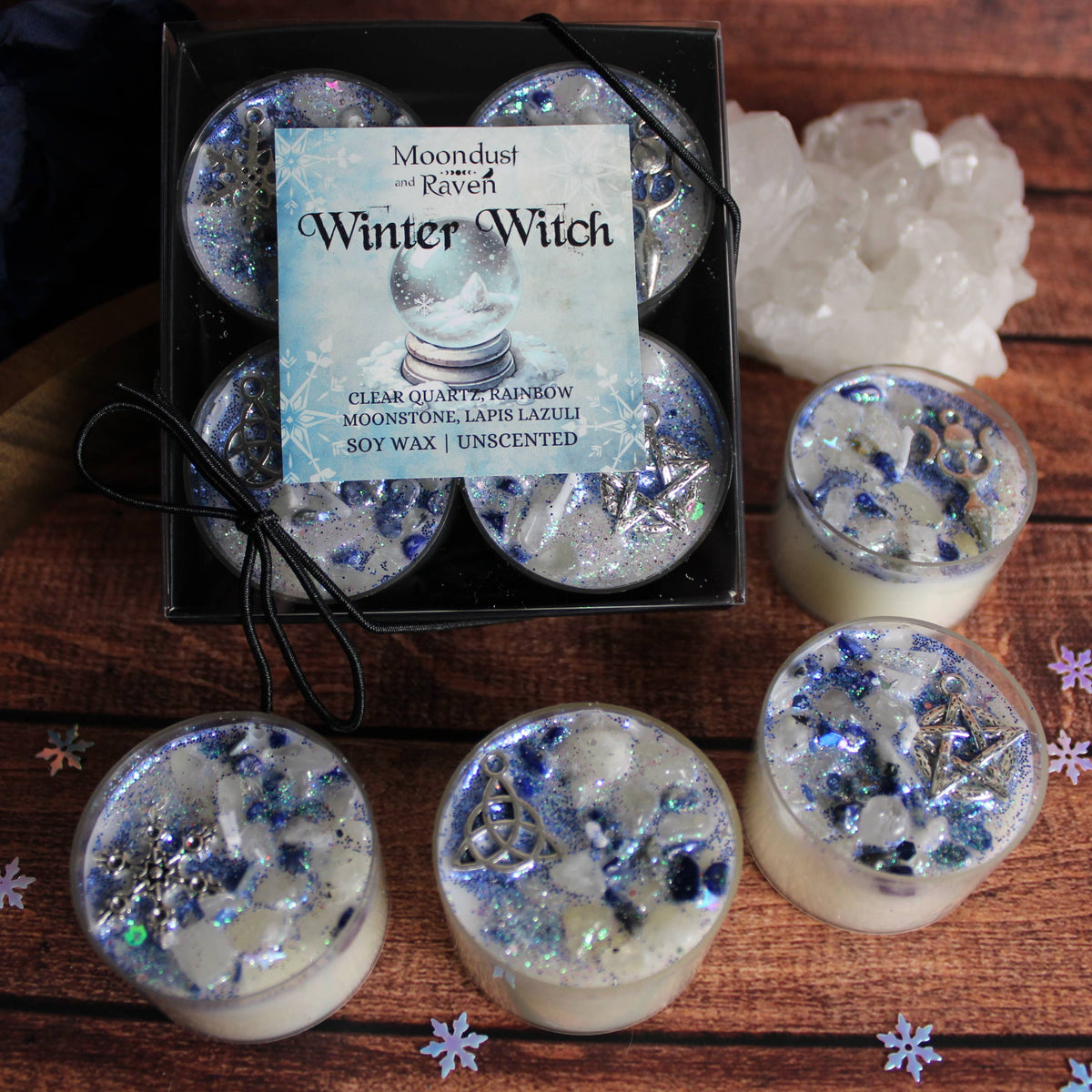 Winter Witch Tealight Crystal Candles