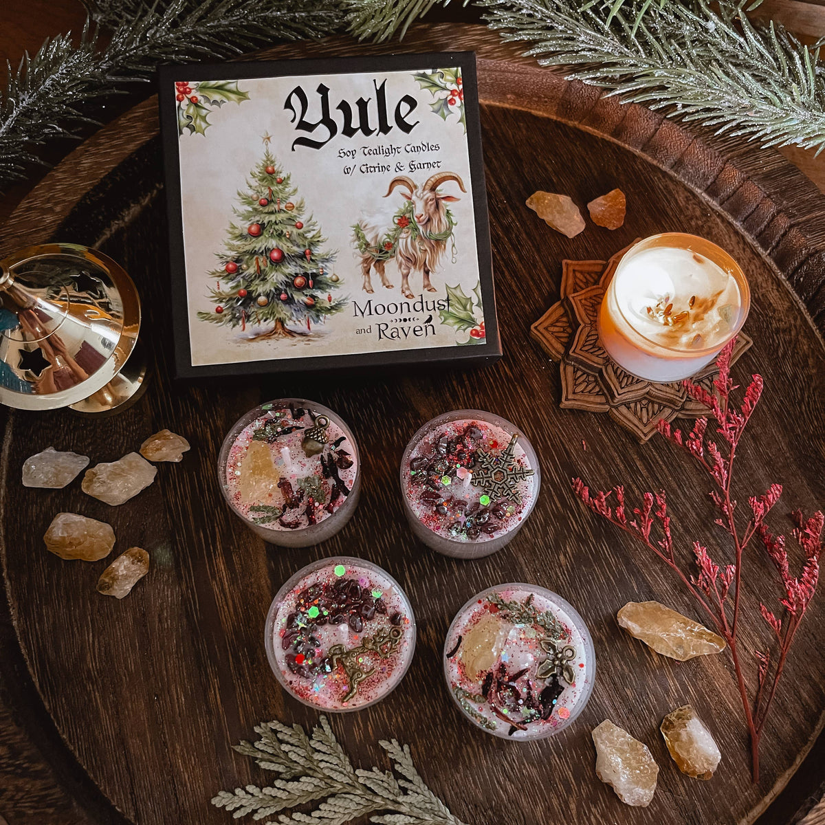 Yule Tealight Crystal Candles