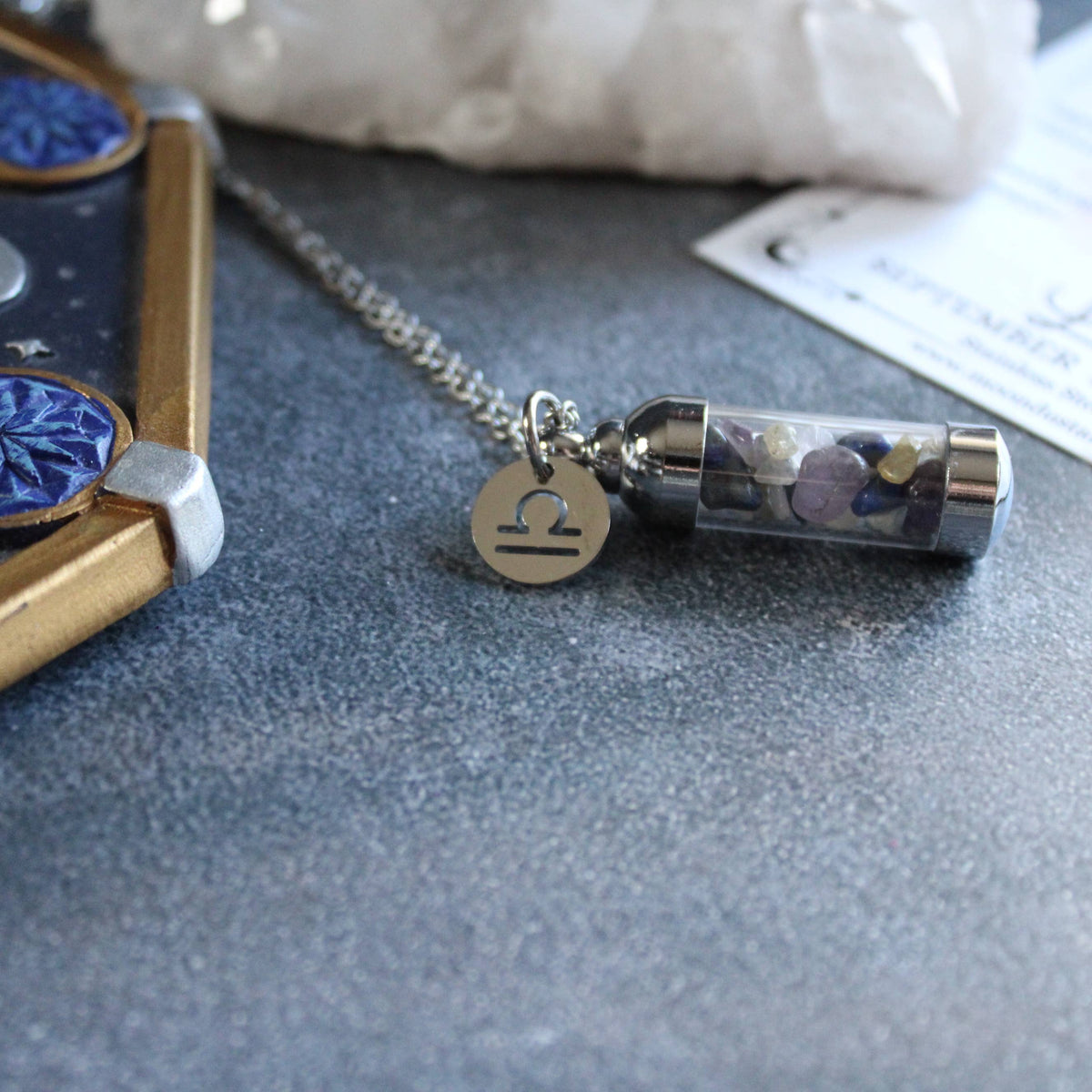 Libra Crystal Vial Necklace