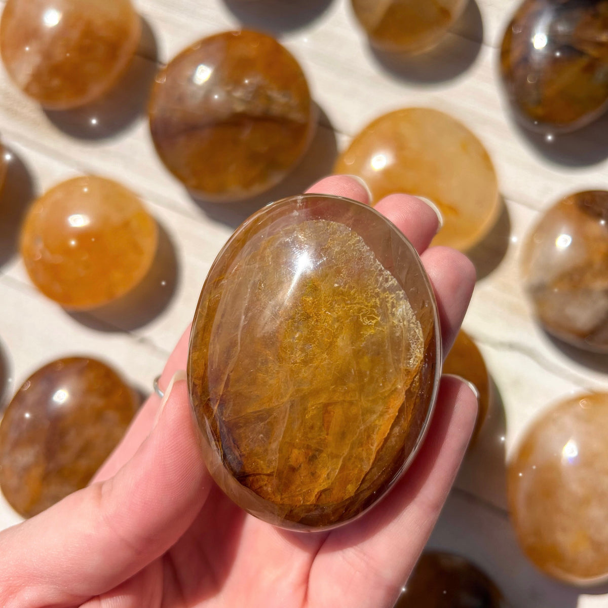 Golden Healer Quartz Palm Stones