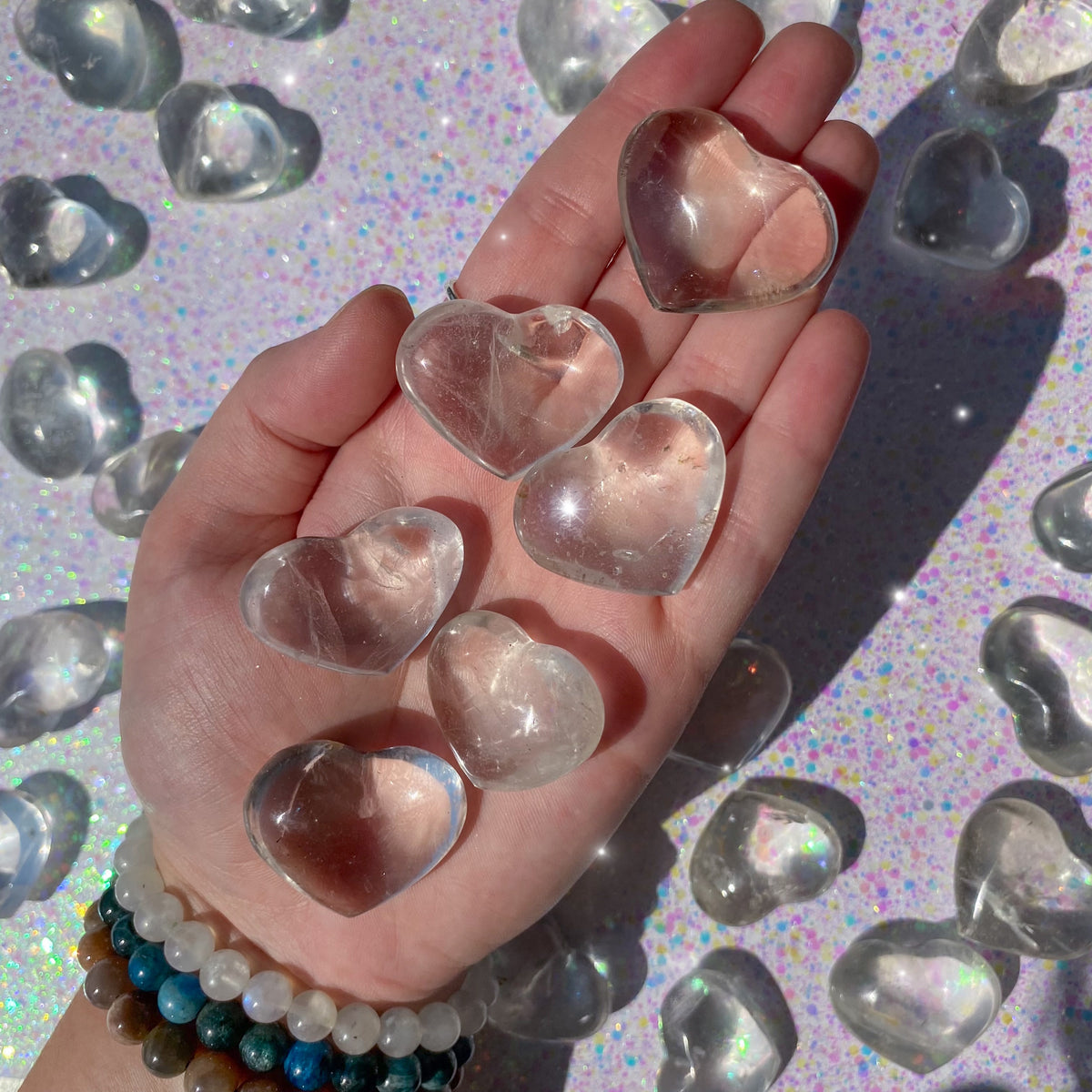 Clear Quartz Hearts