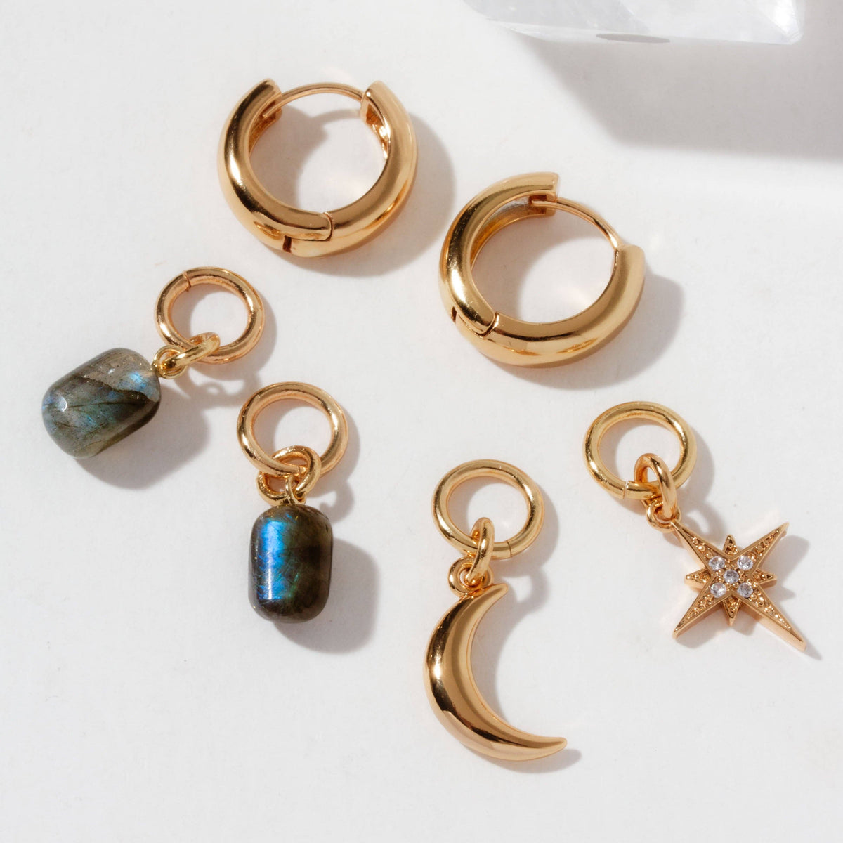 Labradorite Constella Interchangeable Charm Hoop Earring Set